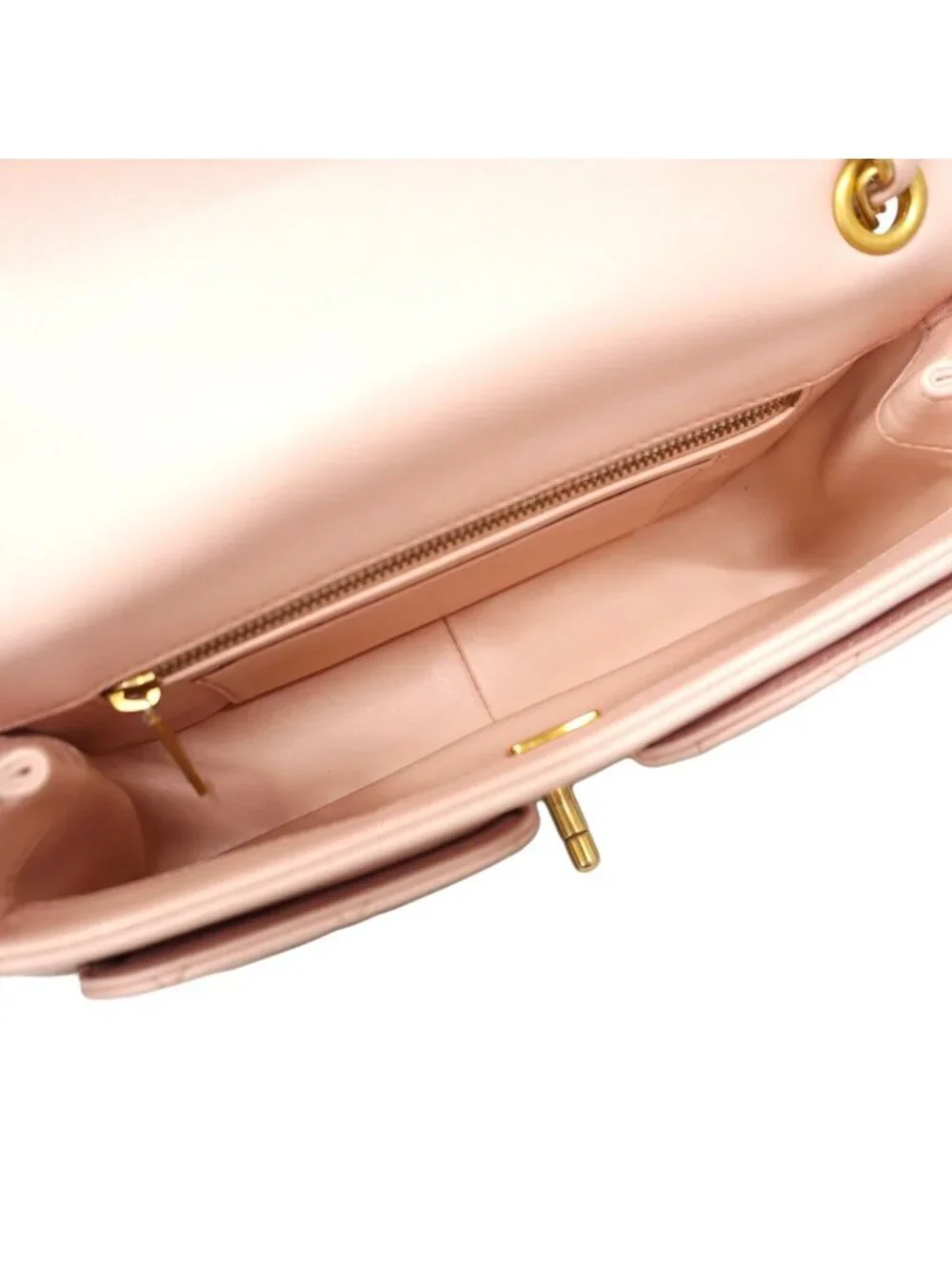 Chanel Shoulder Bag Quilted Lambskin Pink Gold